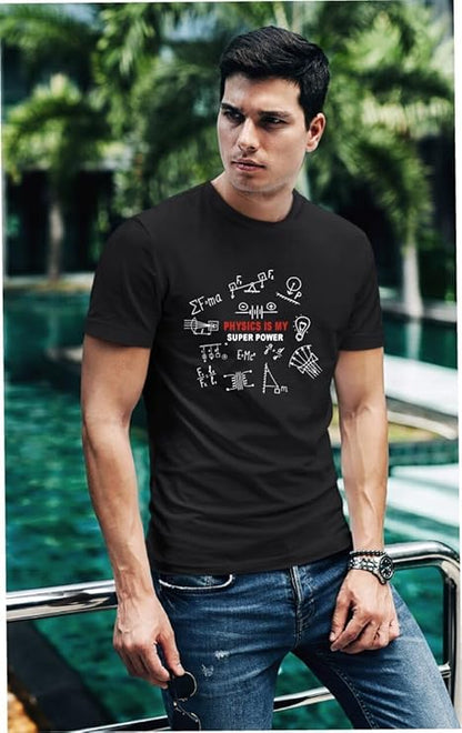 Physics Is My Superpower T-Shirt for Men | Funny Science Graphic Tee | Black Cotton T-Shirt | Pd Clori