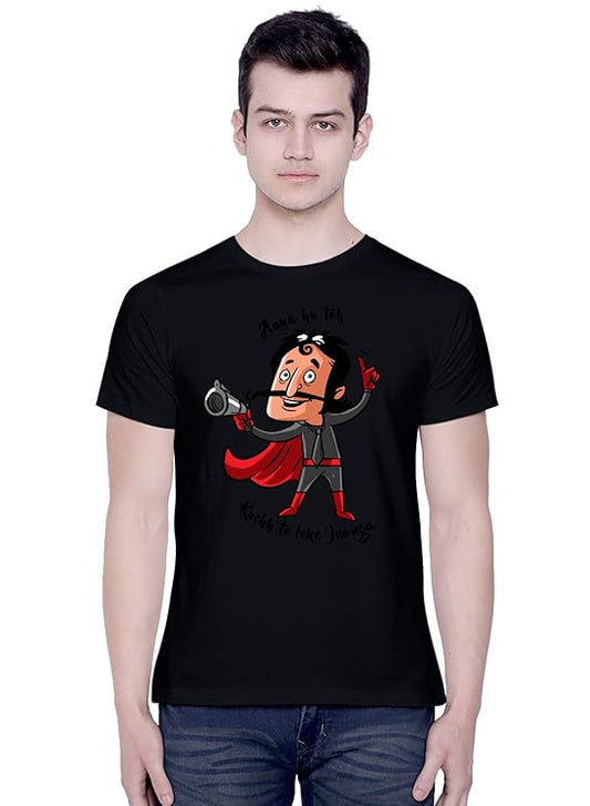 Funny “Aaya Hu Toh Kuch Toh Lekar Jaunga” Graphic Print Men’s T-Shirt – Cotton Casual Tee