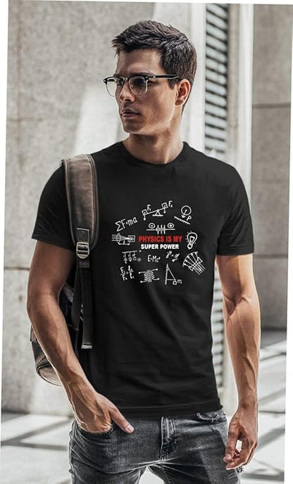 Physics Is My Superpower T-Shirt for Men | Funny Science Graphic Tee | Black Cotton T-Shirt | Pd Clori
