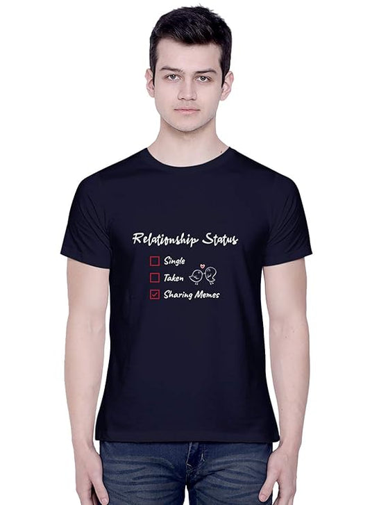 Fun “Relationship Status: Sharing Memes” Graphic Print Men’s T-Shirt – Cotton Casual Tee