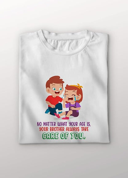 No Matter What Your Age Is, Your Brother Always Takes Care of You Graphic Print Sibling T-Shirt