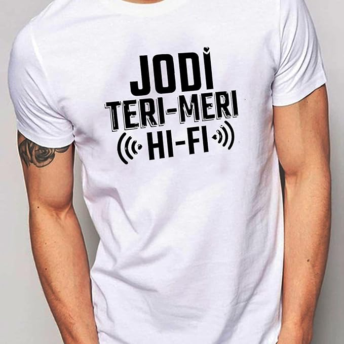 Jodi Teri Meri Hi Fi Graphic Print Couple T-Shirt Set