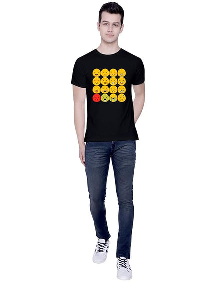 PD CLORI Men's White Cotton Emoji Graphic Print T-Shirt