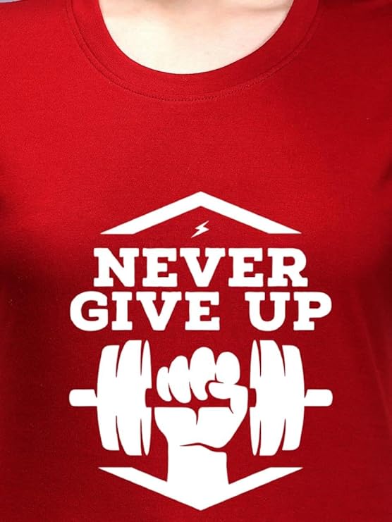 Never Give Up Graphic Print Women's T-Shirt