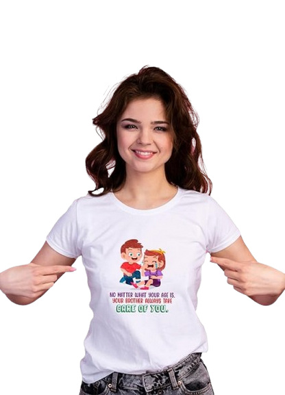 No Matter What Your Age Is, Your Brother Always Takes Care of You Graphic Print Sibling T-Shirt