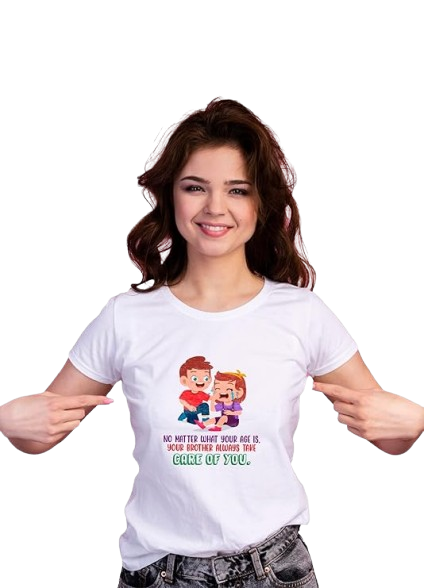 No Matter What Your Age Is, Your Brother Always Takes Care of You Graphic Print Sibling T-Shirt