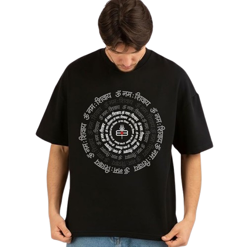 Shiv Mantra Mandala – Spiritual Graphic Black T-Shirt