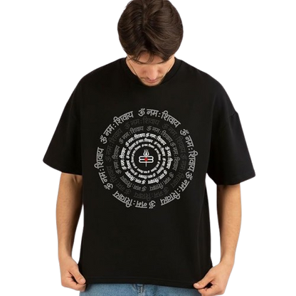 Shiv Mantra Mandala – Spiritual Graphic Black T-Shirt