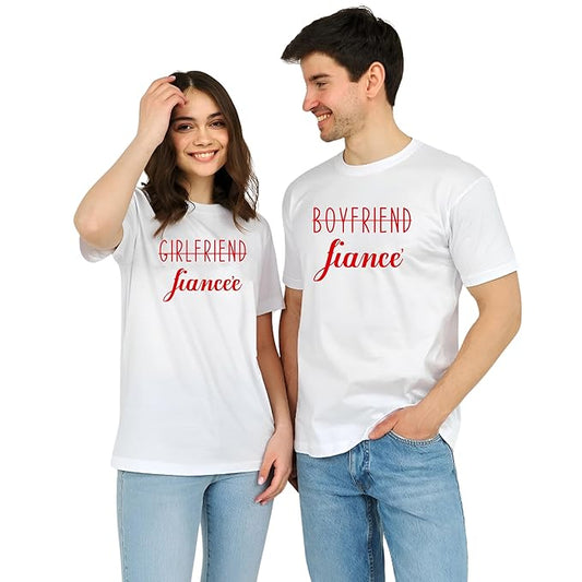 Boyfriend & Girlfriend Fiancée Graphic Print Couple T-Shirt