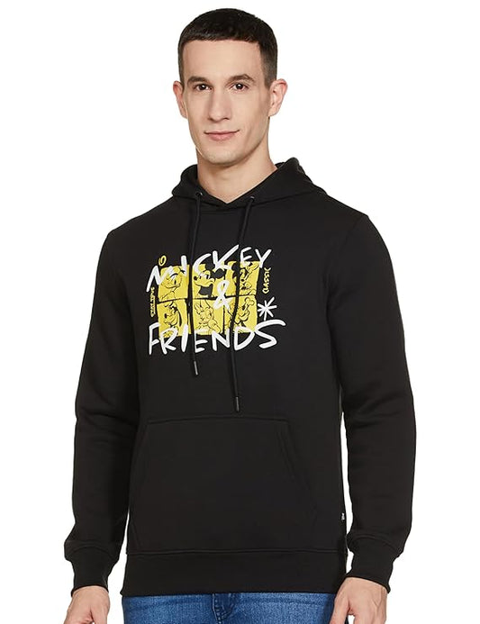 Classic Cartoon Friends Graphic Print Men’s Hoodie – Casual Cotton Blend Hoodie
