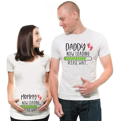 Pregnancy Graphic Print Couple T-Shirt – Matching Maternity & Daddy Tees