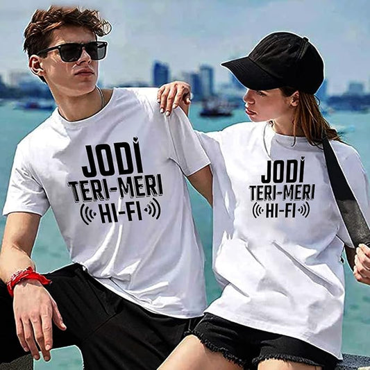 Jodi Teri Meri Hi Fi Graphic Print Couple T-Shirt Set