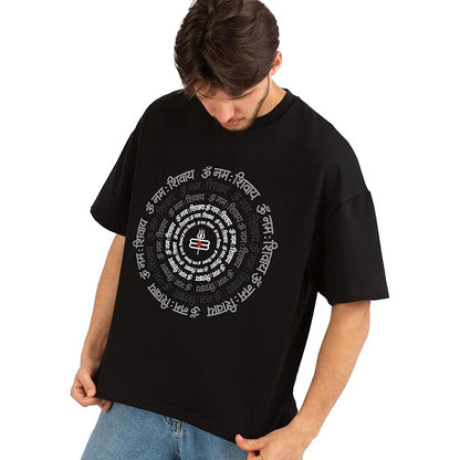 Shiv Mantra Mandala – Spiritual Graphic Black T-Shirt