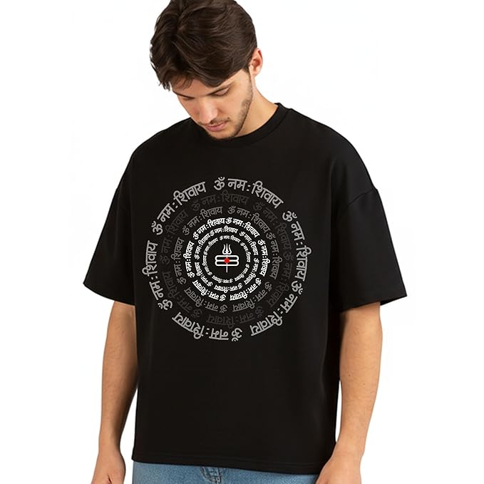 Shiv Mantra Mandala – Spiritual Graphic Black T-Shirt