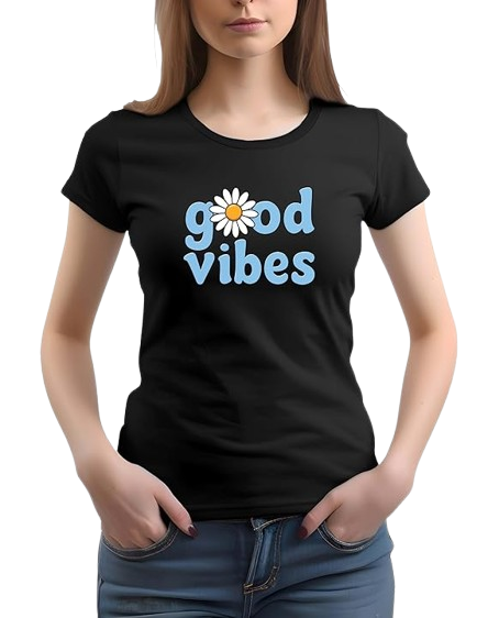 Good Vibes Graphic Print Women’s T-Shirt – Spread Positivity in Style