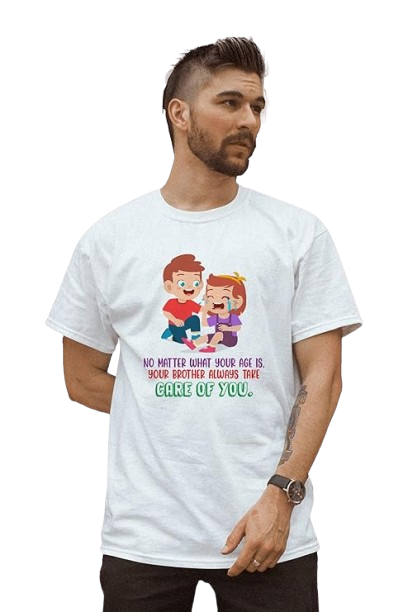 No Matter What Your Age Is, Your Brother Always Takes Care of You Graphic Print Sibling T-Shirt