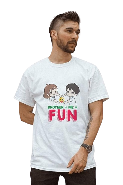 Brother + Me = Fun Graphic Print Sibling T-Shirt