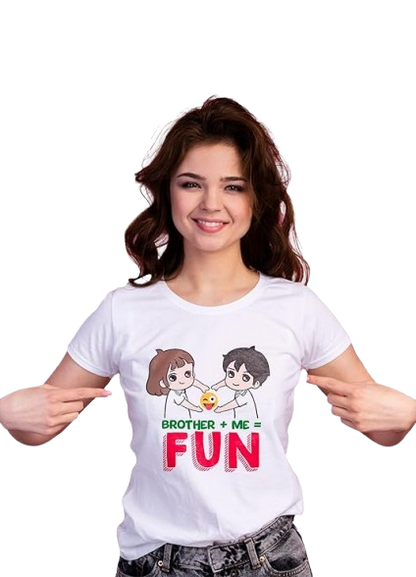 Brother + Me = Fun Graphic Print Sibling T-Shirt