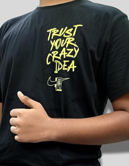 PD CLORI Men's Graphic T-Shirt, Black, Trust Your Crazy Idea Print, Casual Wear