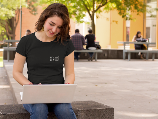 Minimal Logo Graphic Printed Black T-Shirt