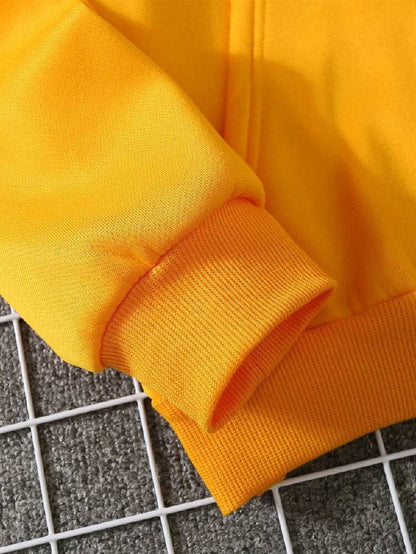 Women's Winter Hooded Sweatshirt with Heart Rhythm Print, Yellow