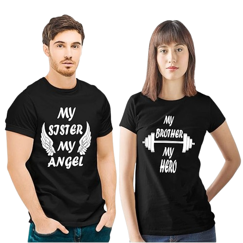 My Sister My Angel | My Brother My Hero Graphic Print Sibling T-Shirt