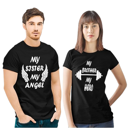 My Sister My Angel | My Brother My Hero Graphic Print Sibling T-Shirt