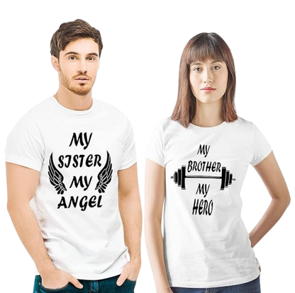 My Sister My Angel | My Brother My Hero Graphic Print Sibling T-Shirt