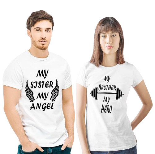 My Sister My Angel | My Brother My Hero Graphic Print Sibling T-Shirt