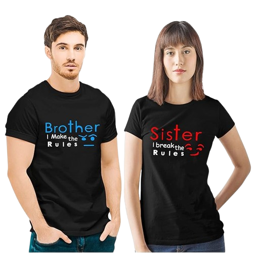 Brother: I Make the Rules | Sister: I Break the Rules Graphic Print Sibling T-Shirt