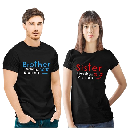 Brother: I Make the Rules | Sister: I Break the Rules Graphic Print Sibling T-Shirt