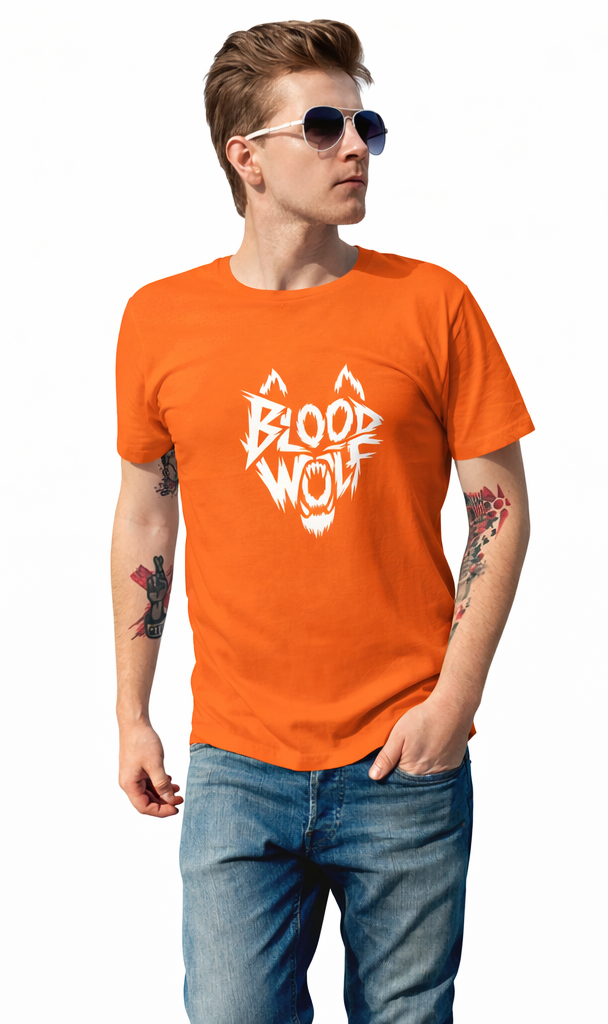 Pd Clori Blood Wolf Graphic Orange T-Shirt