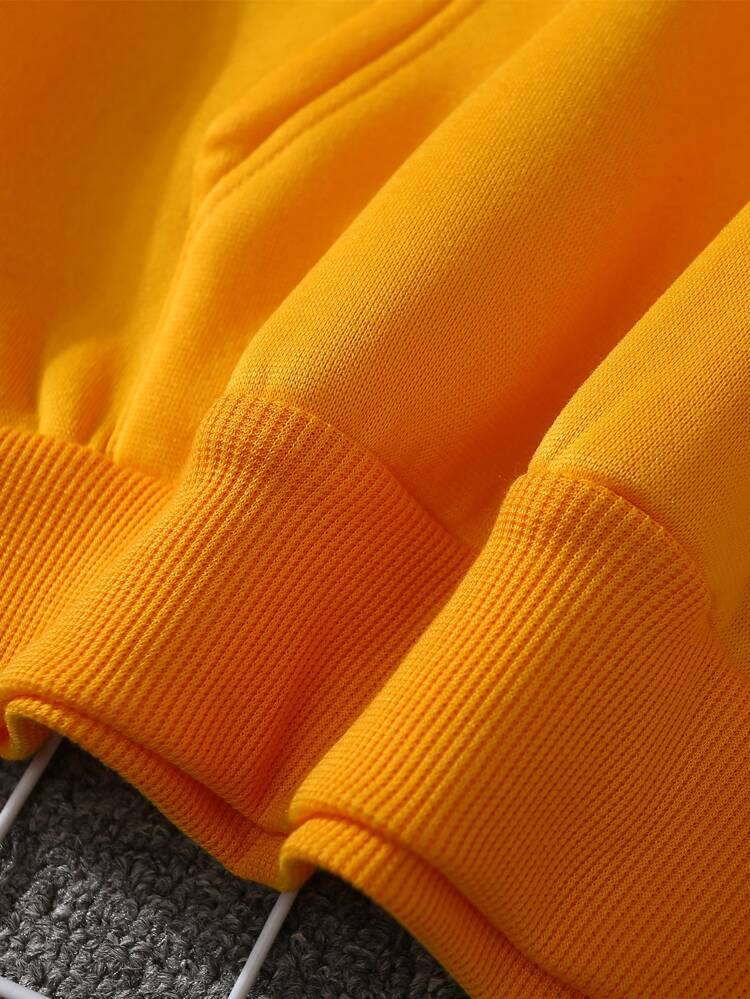 Women's Winter Hoodie with Graphic Print, Yellow, Cotton Blend