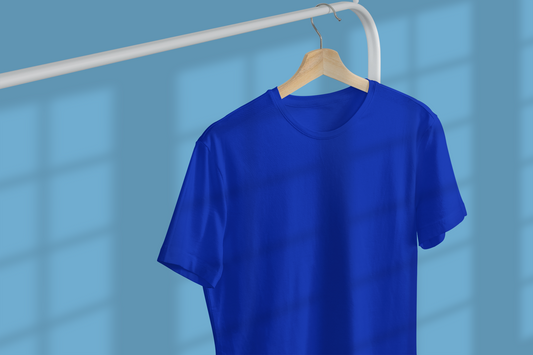 Solid Blue Regular Men's Cotton T-shirt