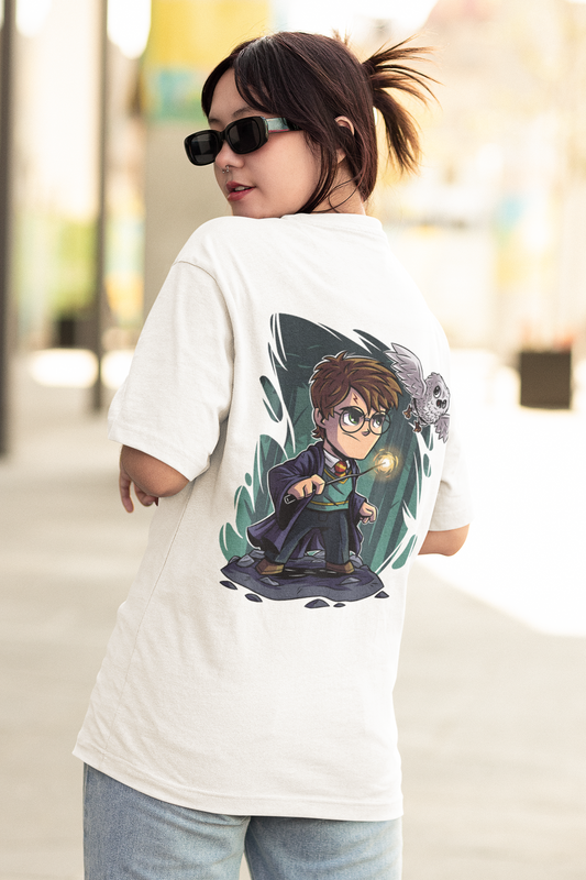 Harry Potter Oversized Women’s Cotton T-Shirt – Wizard Graphic Streetwear Tee
