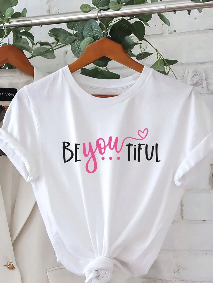 Pd Clori BeYOUtiful T-Shirt | Motivational Typography Graphic Tee for Women | Minimal White Cotton