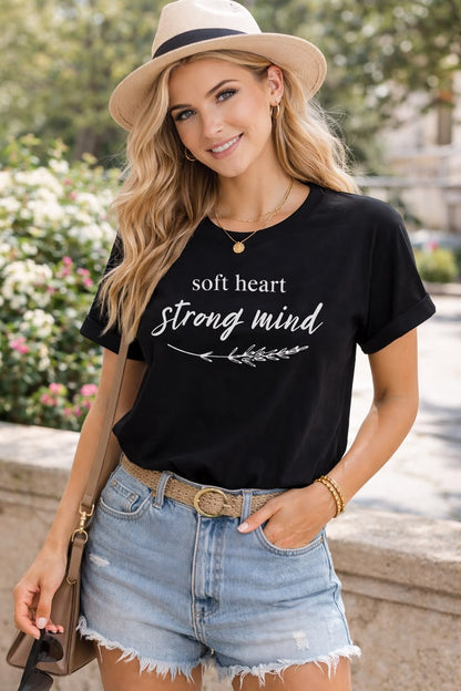 Pd Clori Soft Heart Strong Mind Blue Graphic T-Shirt for Women