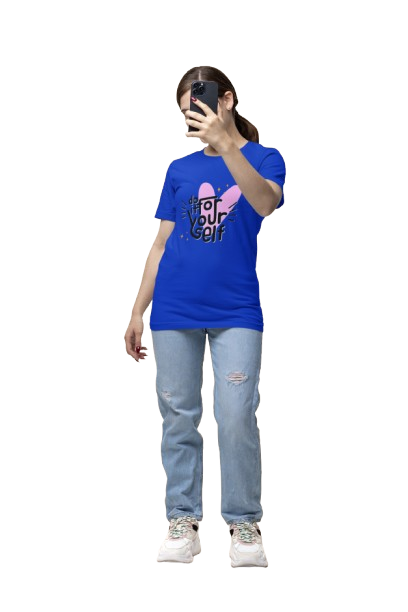 “Do It for Yourself” Motivational Heart Graphic T-Shirt – Royal Blue