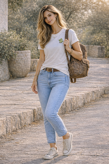 Minimal Cactus Graphic T-Shirt – Soft Casual Everyday Wear