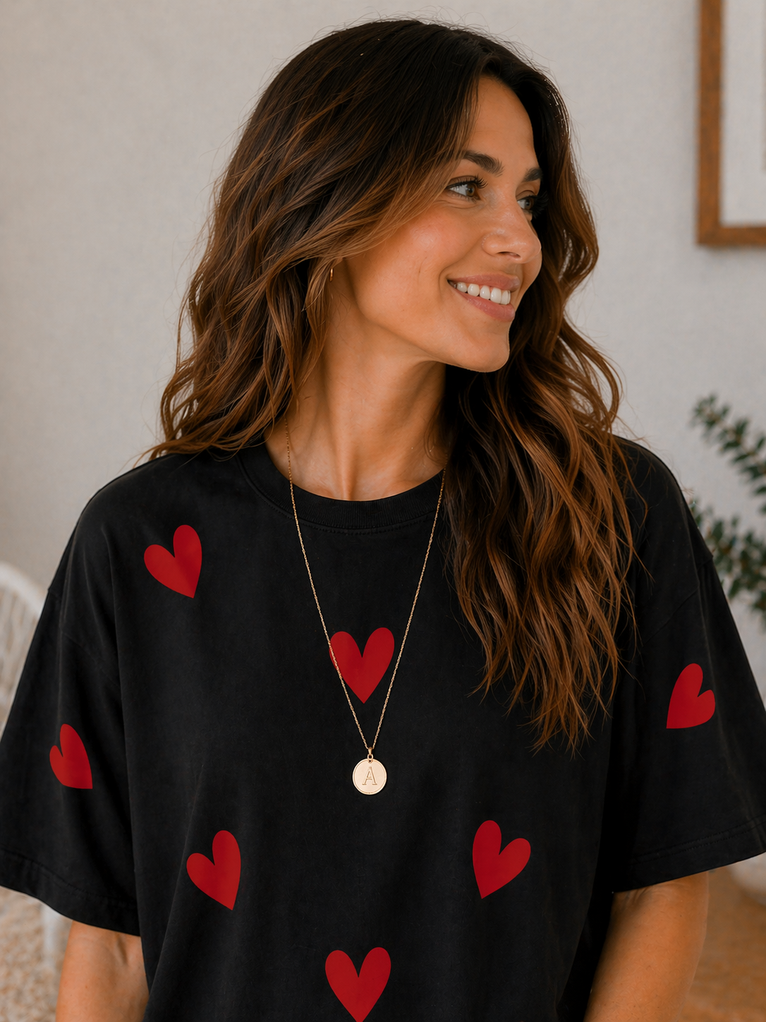 Minimal Heart Print Oversized T-Shirt for Women | Soft Cotton Casual Tee