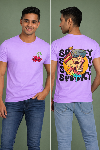 Spooky Skull Graphic Lavender T-Shirt for Men | Street Style Statement Tee by Pd Clori