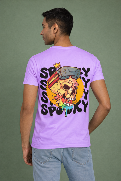 Spooky Skull Graphic Lavender T-Shirt for Men | Street Style Statement Tee by Pd Clori
