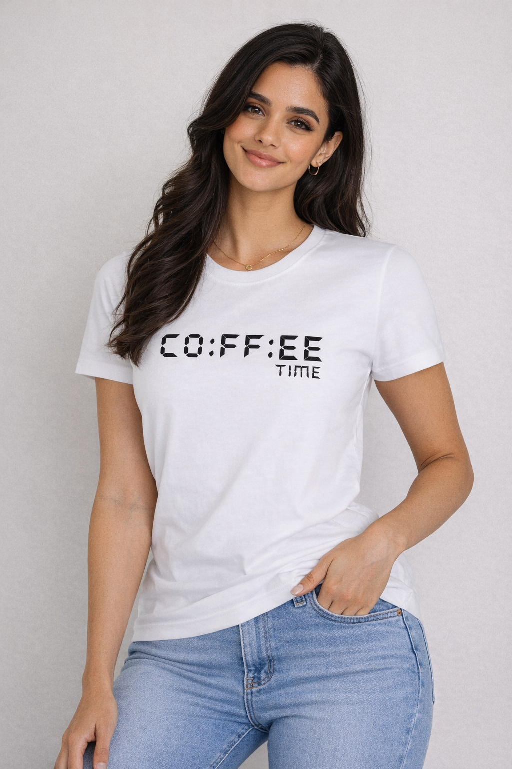 Coffee Time Black Graphic T-Shirt for Women | Minimal Aesthetic Tee by Pd Clori
