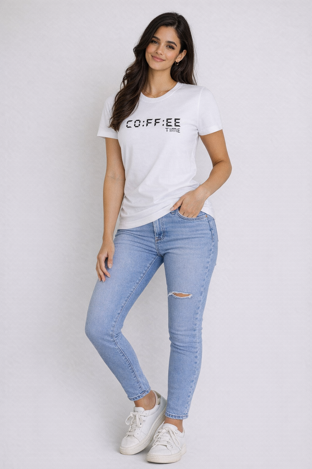 Coffee Time Black Graphic T-Shirt for Women | Minimal Aesthetic Tee by Pd Clori