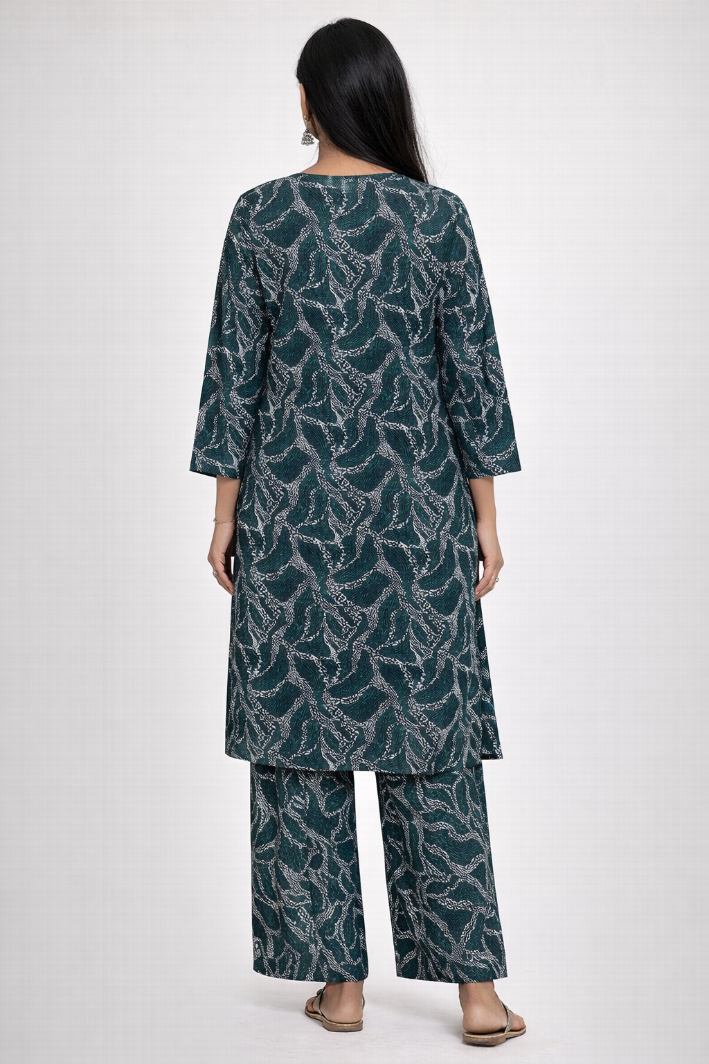 Elegant Bottle Green Printed Kurta Set for Women | Minimal Ethnic Style by Pd Clori