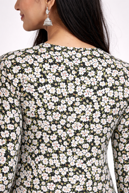 Elegant Olive Floral Printed Kurti for Women | Minimal Everyday Style by Pd Clori