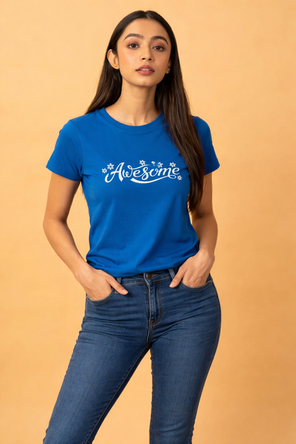 “Awesome” Typography Graphic T-Shirt for Women