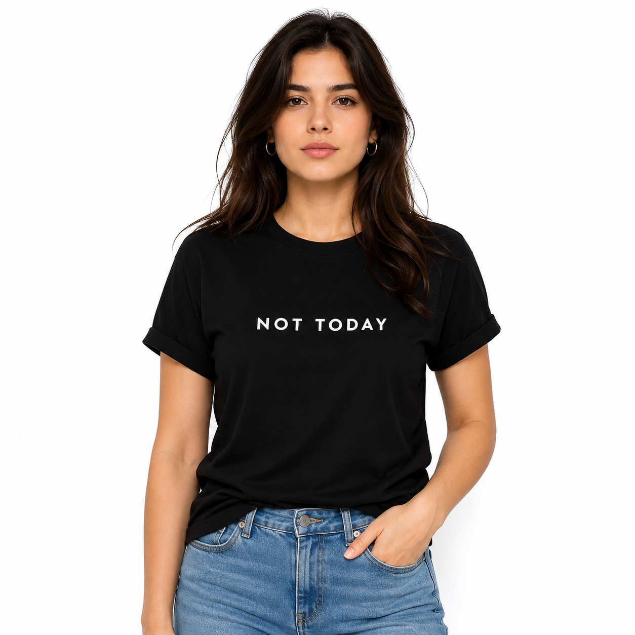 Not Today Typography T-Shirt for Women
