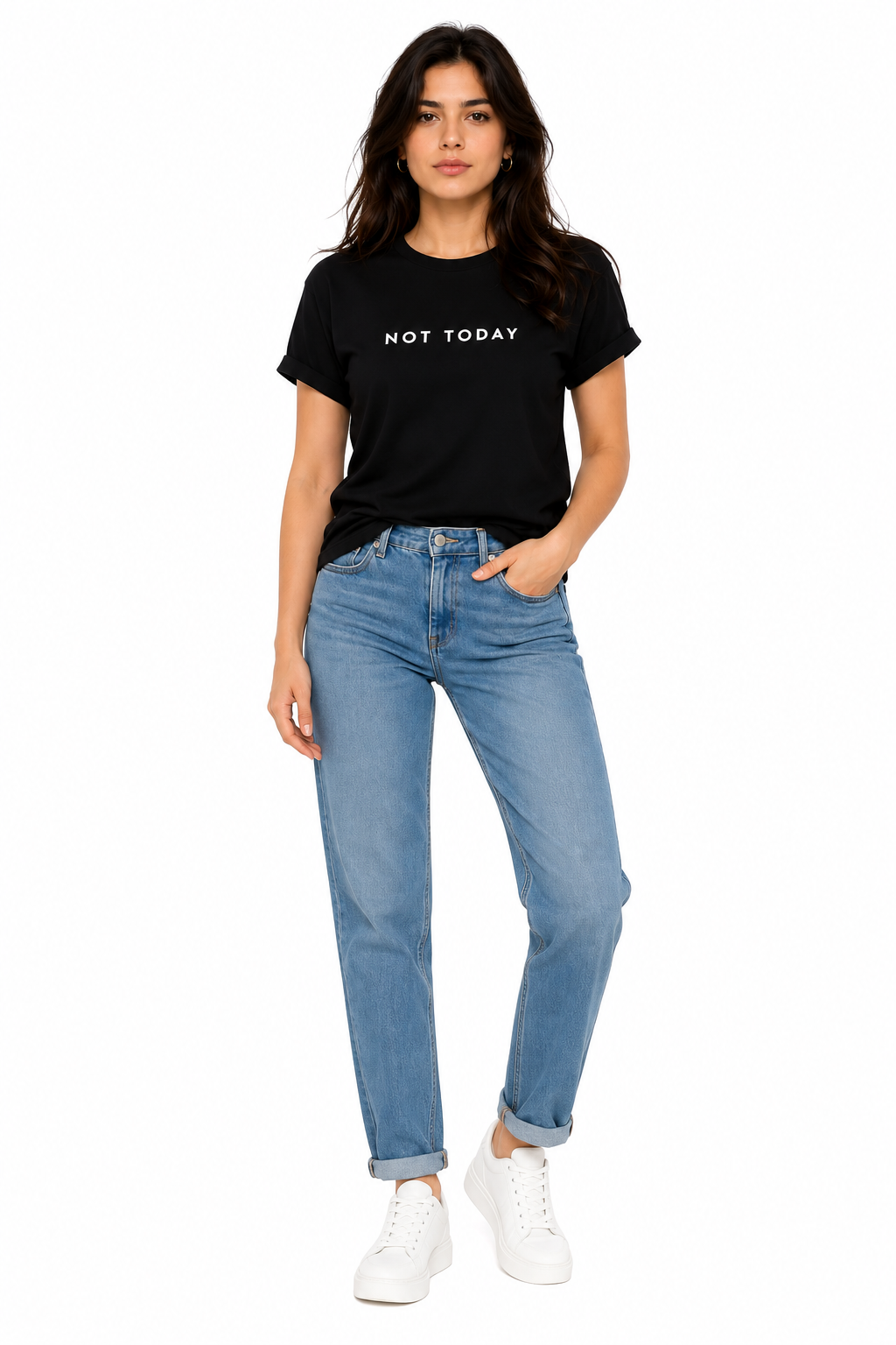Not Today Typography T-Shirt for Women