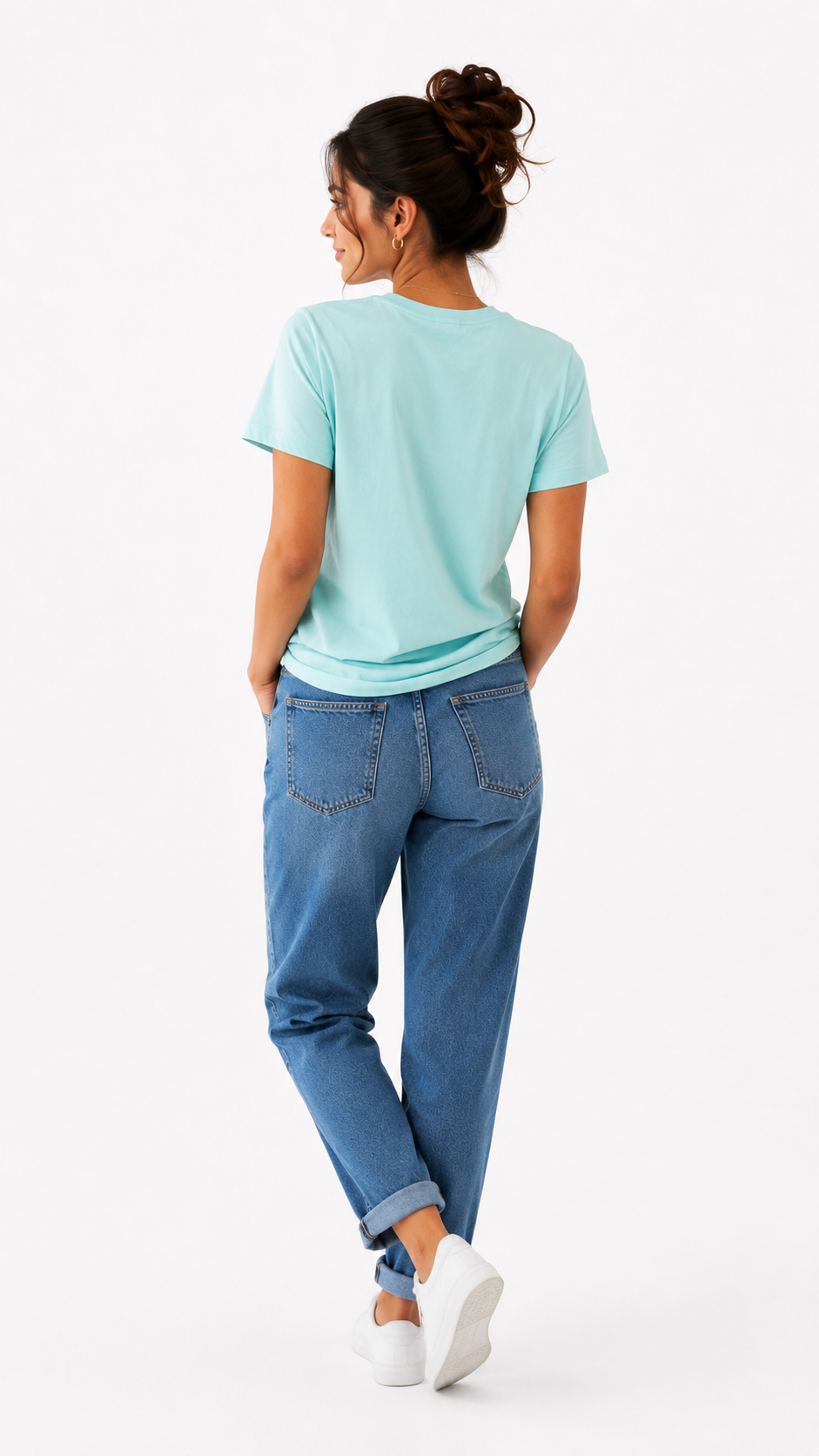 Women's Sky Blue Solid Cotton T-Shirt | Classic Round Neck Half Sleeve Casual Tee